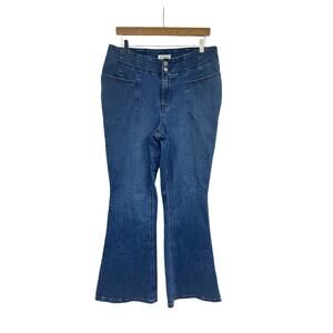 M JEANS Women's Blue Denim Jeans Size 16 Regular Flare Leg High Rise Curvy